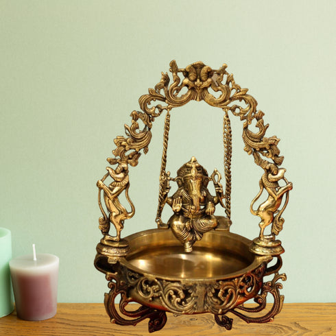 Brass Made Lord Ganesha Urli 12.05kg